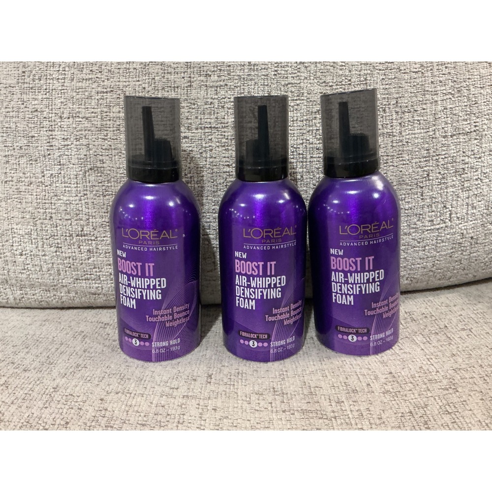 Lot of 3 L'Oreal Advanced Hairstyle Boost It Air-Whipped Densifying Foam 6.8oz